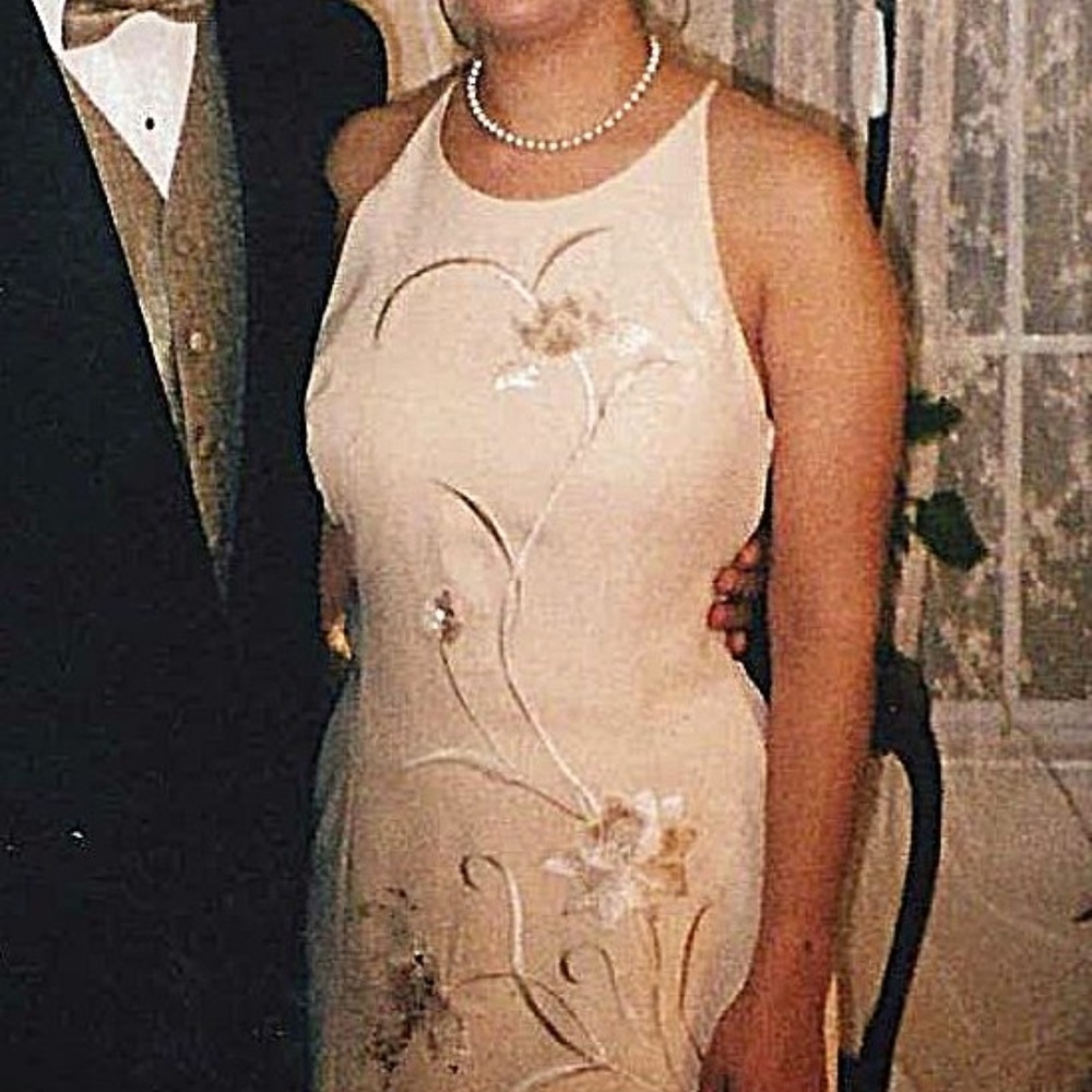 Jessica McClintock Pale Yellow Long Prom Dress 2